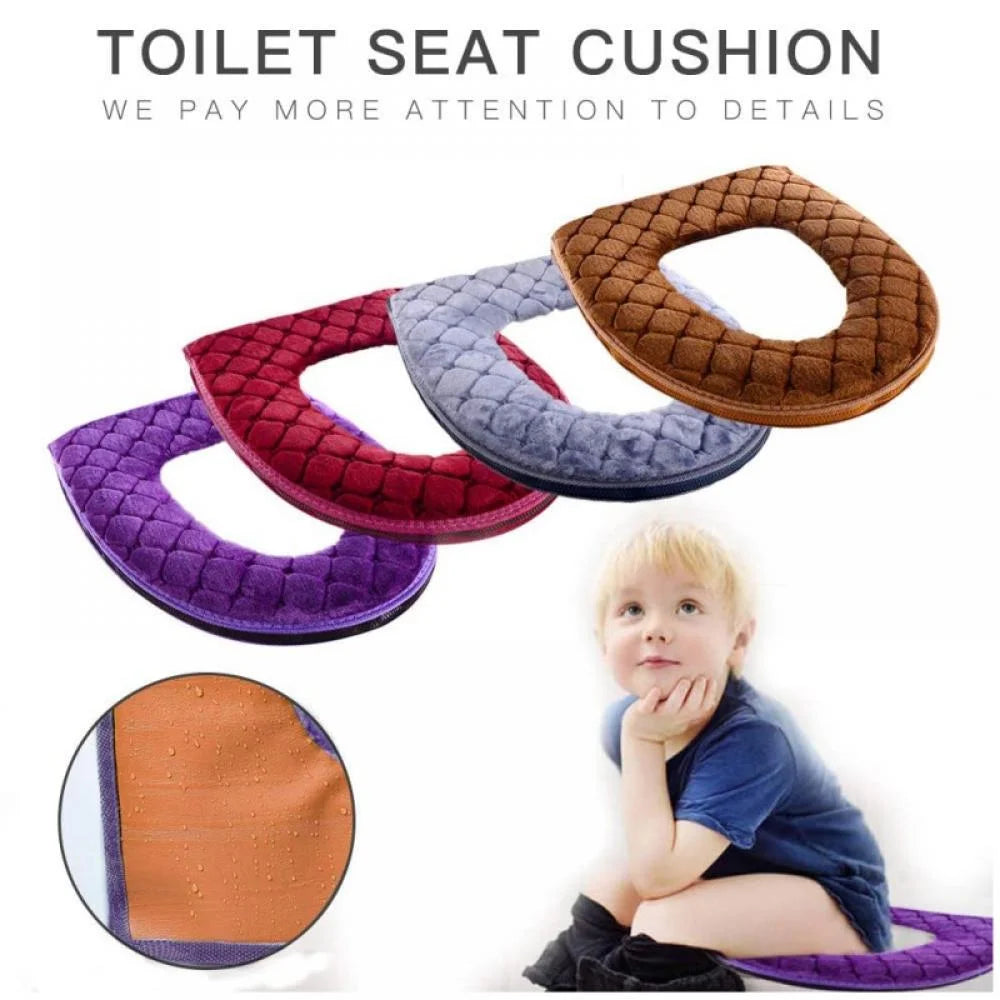 Toilet Seat Cover Pads, Bathroom Soft Thicker Warmer Washable Cloth Toilet Seat Cover Pads, Fits Most Size Toilet Lids for Bathroom