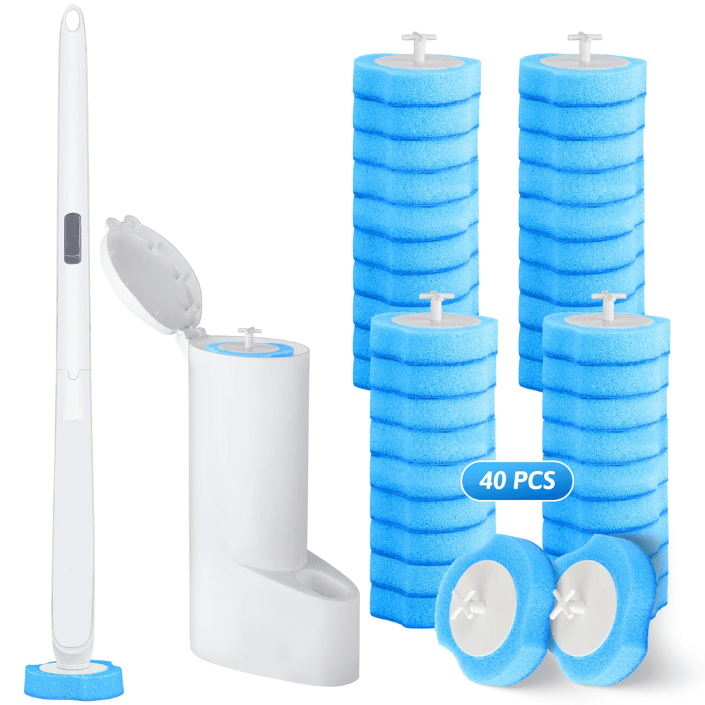 Disposable Toilet Bowl Brush Cleaner 1 Pack with 40 Toilet Refills
