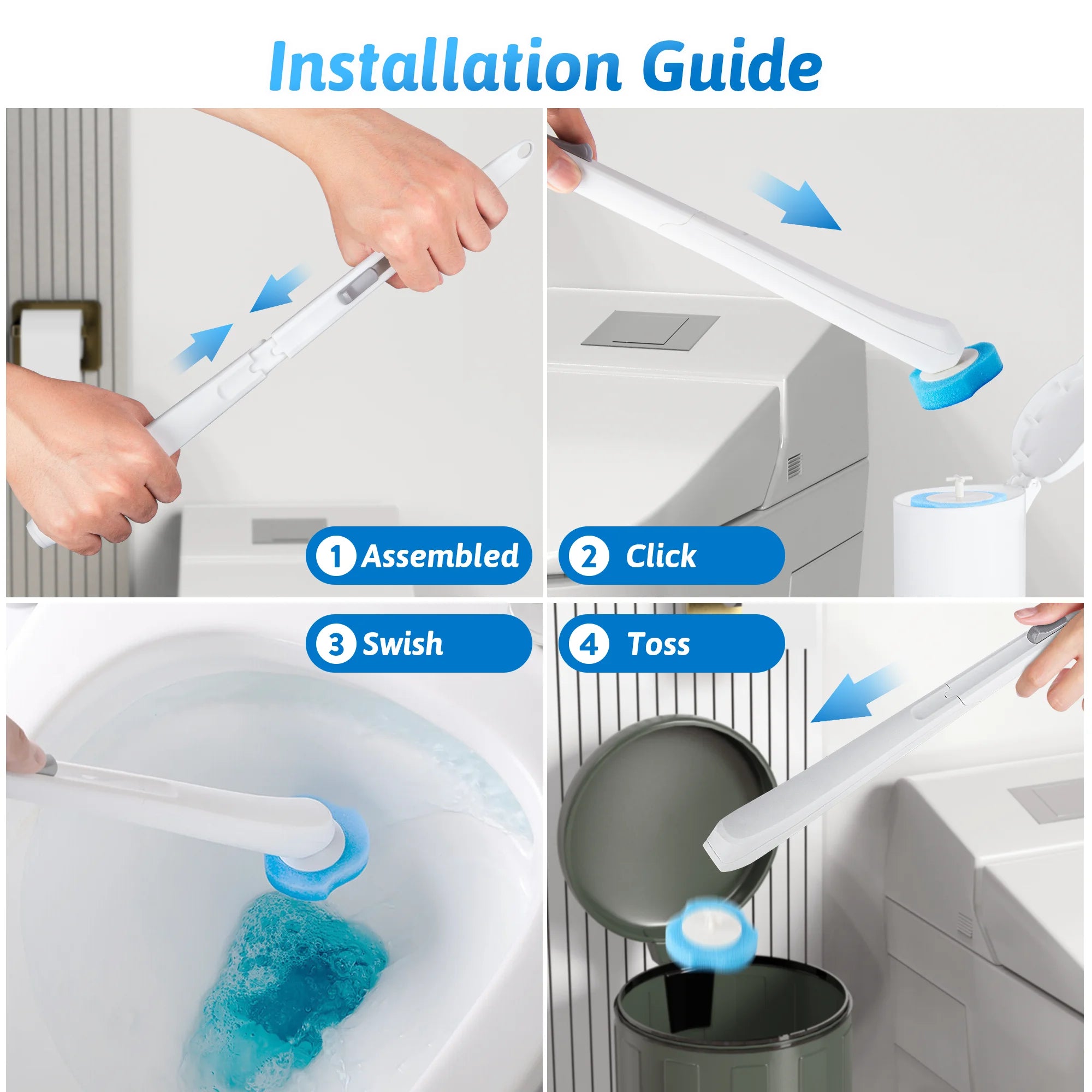 Disposable Toilet Bowl Brush Cleaner 1 Pack with 40 Toilet Refills