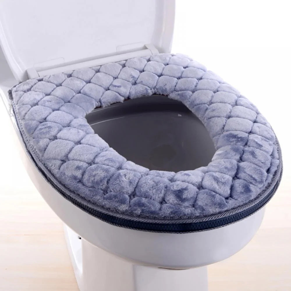 Toilet Seat Cover Pads, Bathroom Soft Thicker Warmer Washable Cloth Toilet Seat Cover Pads, Fits Most Size Toilet Lids for Bathroom